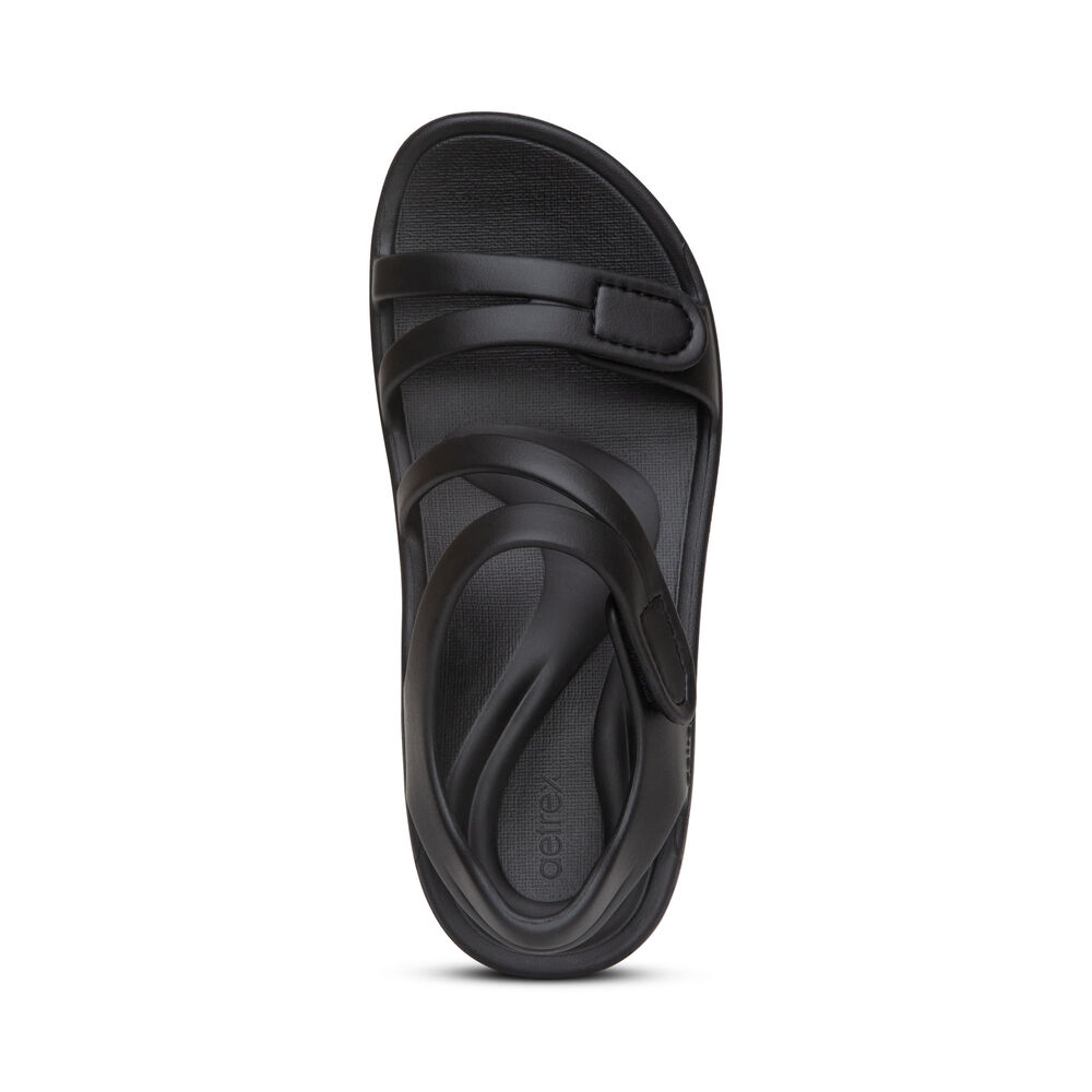 Aetrex Women's Jillian Sport Water-Friendly Sandals - Black | USA WX62QPC